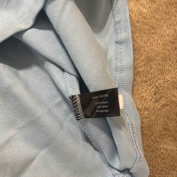 Boston Proper Sweetheart Neckline Ponte Top  Light Blue Puff Sleeve Blouse‎ - Picture 9 of 13